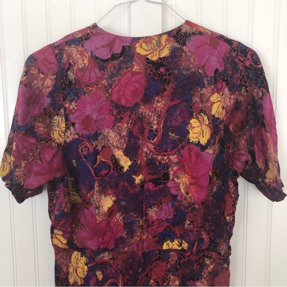 Vintage 80s 90s Brooks Brothers Colorful Minidress Gold Buttons Large Abstract - Picture 8 of 15